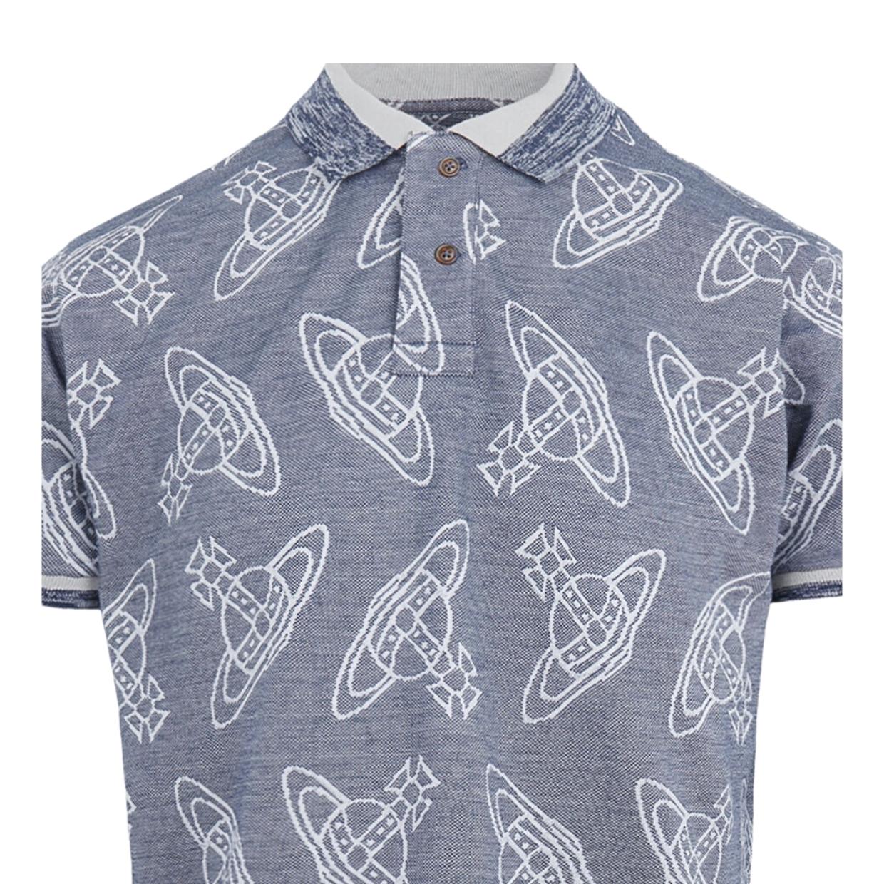 Vivienne Westwood All-Over Orb Pattern Blue Classic Polo Shirt