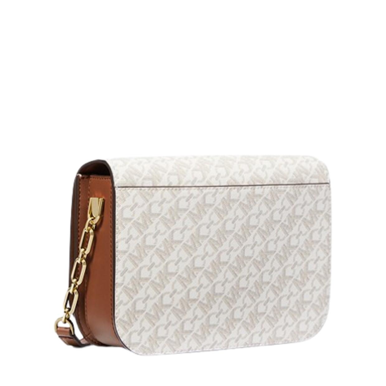 Michael Kors Delancey Medium Empire Vanilla/Luggage Crossbody Bag