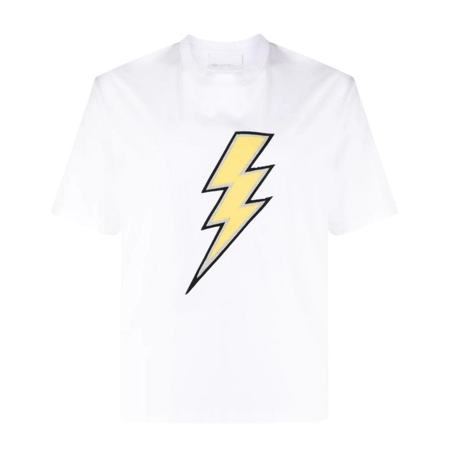 Neil Barrett Embroidered Thunderbolt White T-Shirt