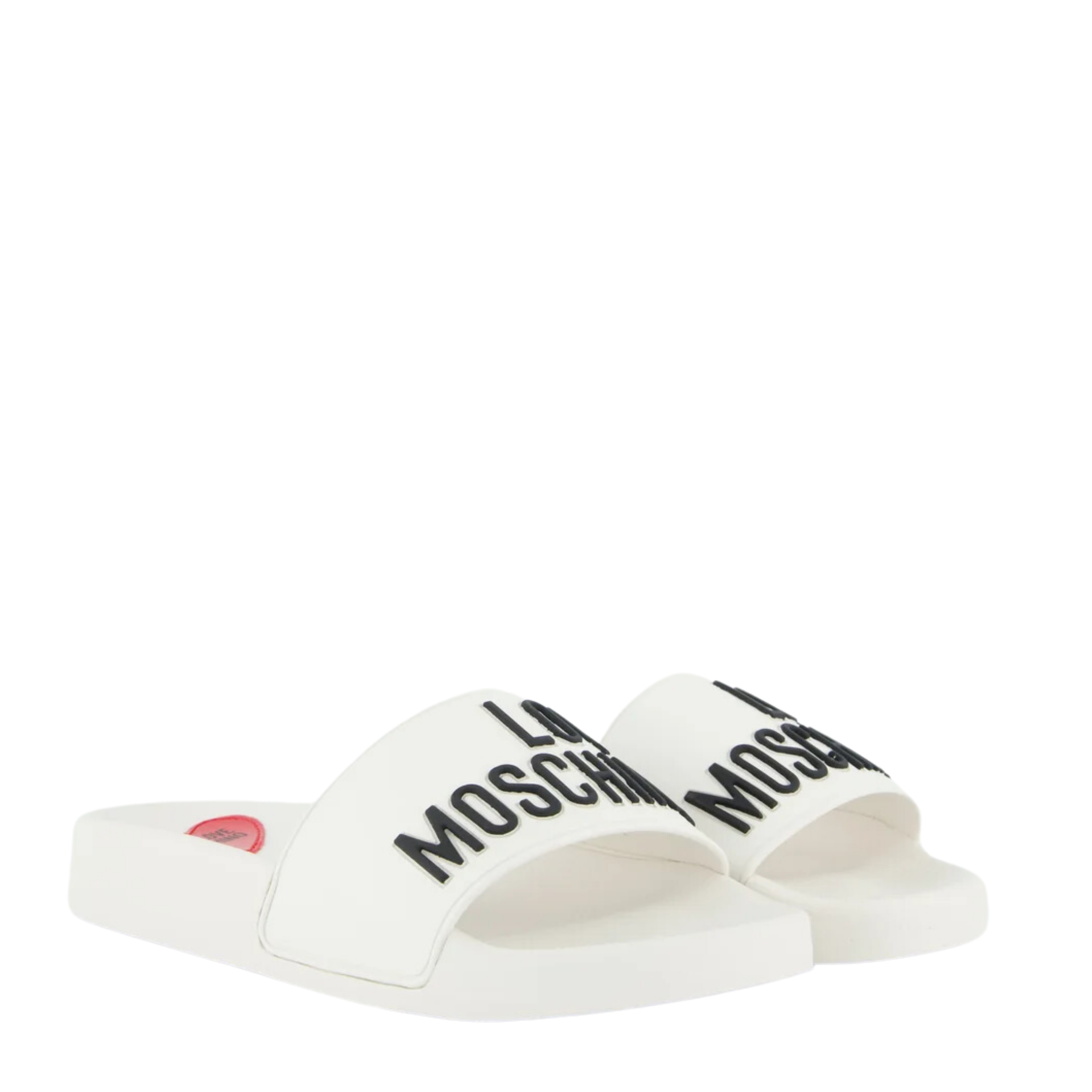 Love Moschino Embossed Logo White Slides
