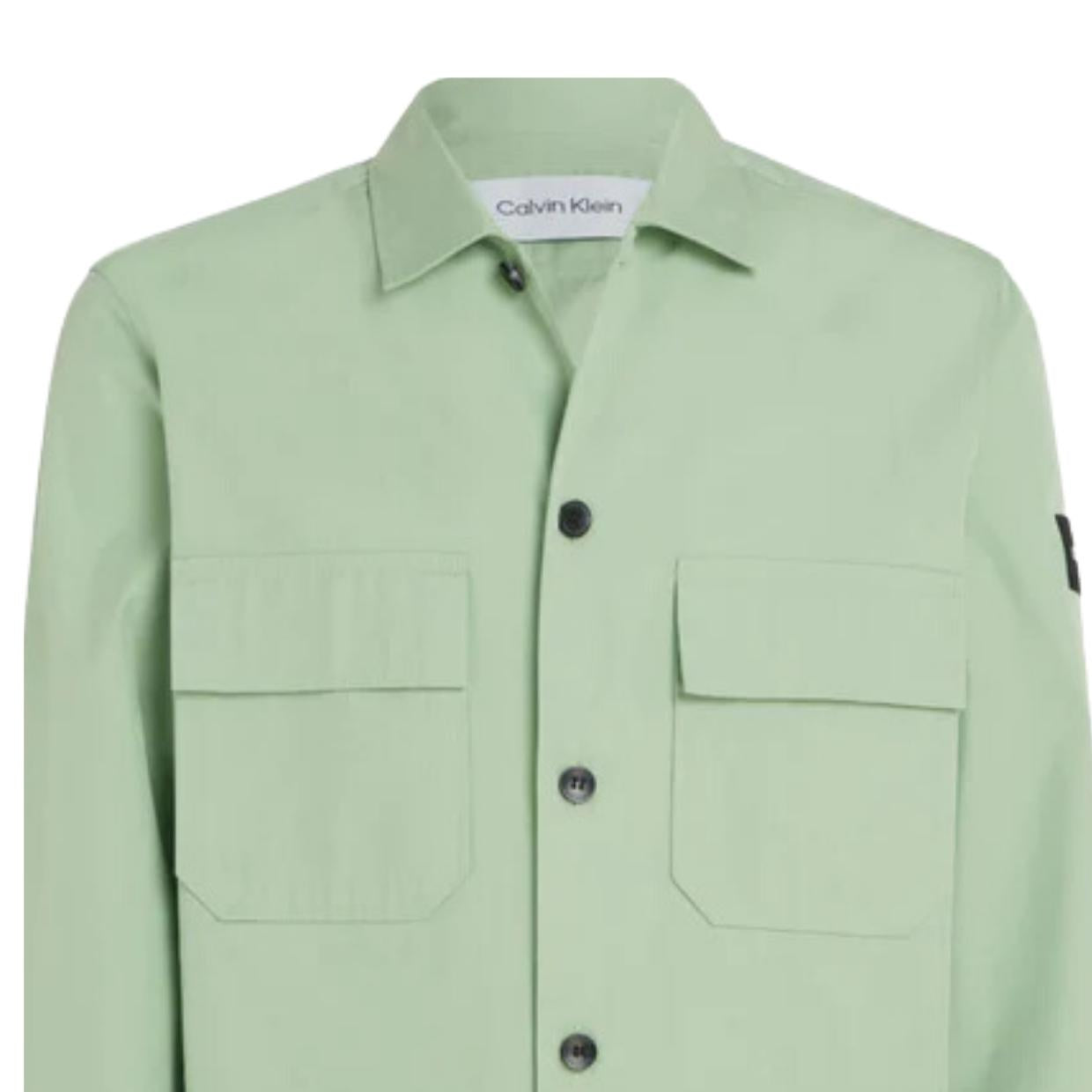 Calvin Klein Logo Badge Cotton Nylon Quiet Green Overshirt