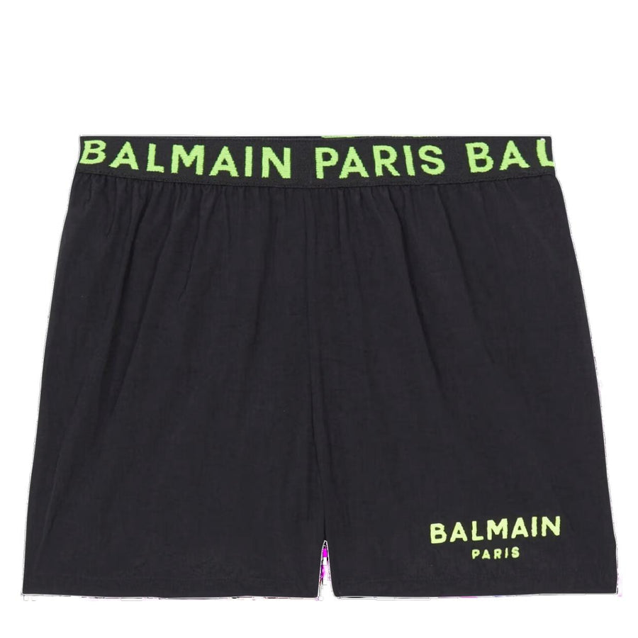 Balmain Kids Contrast Logo Black Swim Shorts