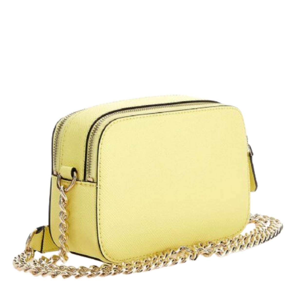 Guess Triangle Logo Noelle Saffiano Pale Yellow Crossbody