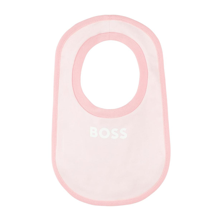 BOSS Babygrow & Bib Pink Set