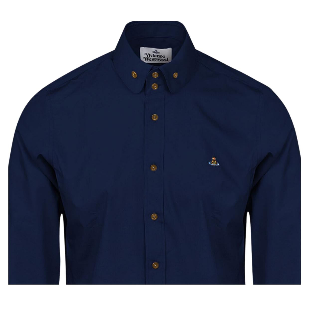 Vivienne Westwood Two Button Krall Long Sleeve Navy Shirt