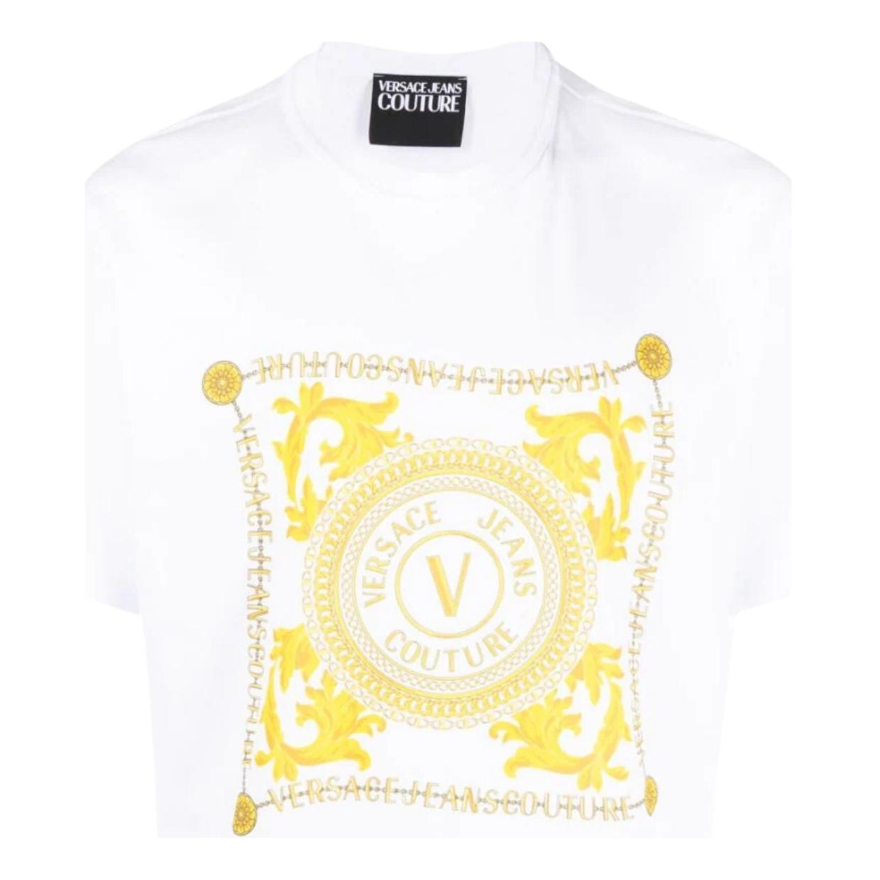 Versace Jeans Couture Chain-Link Emblem Logo White T-Shirt