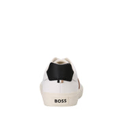 BOSS White Aiden Contrast Logo Lace Up Cupsole Trainers