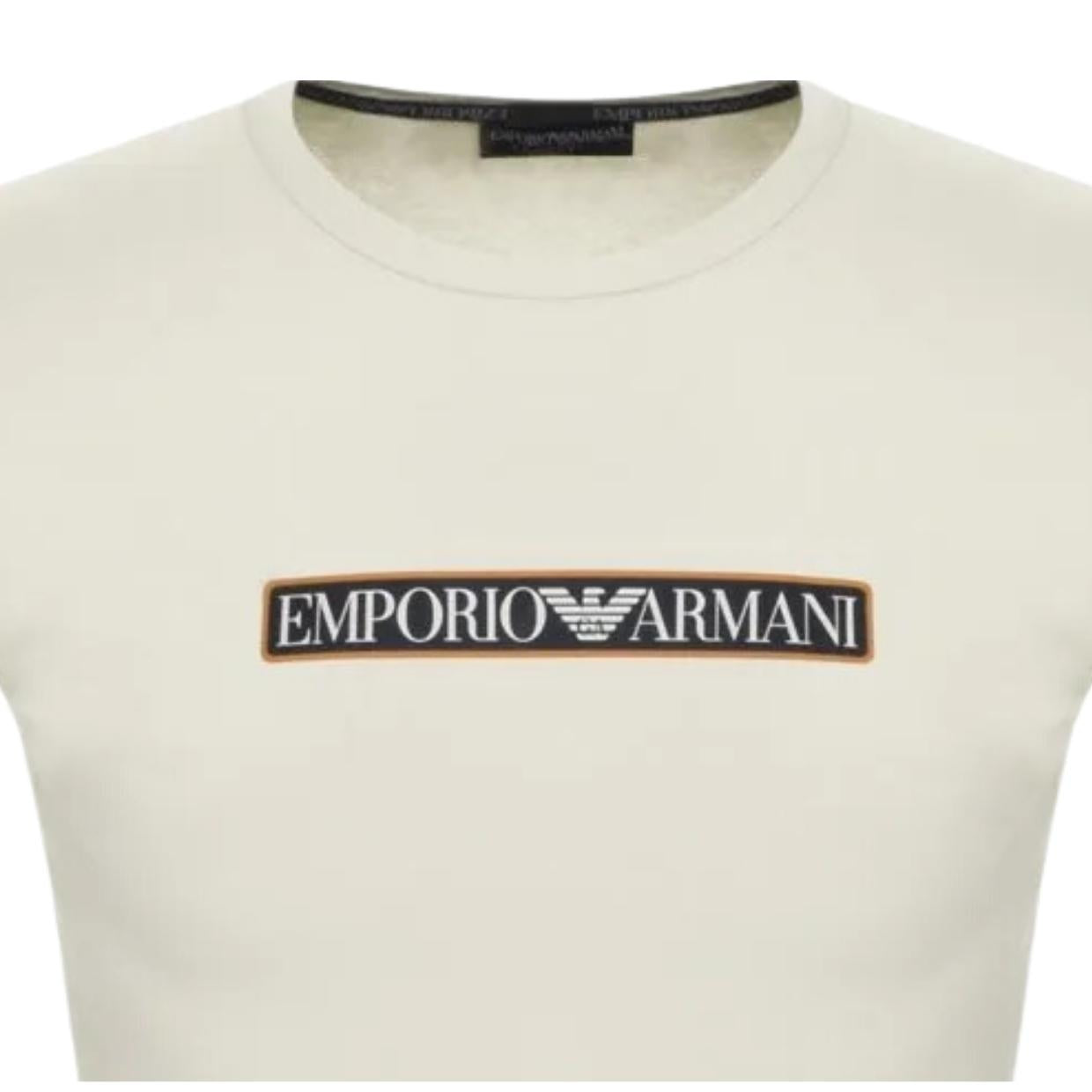 Emporio Armani Bodywear Logo Label Cream T-Shirt