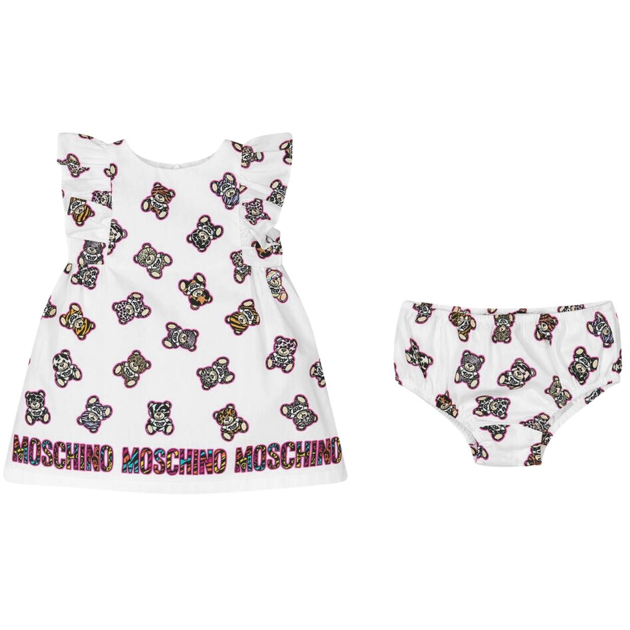 Moschino Baby Animal Print Teddy Bear Three Piece Dress Set