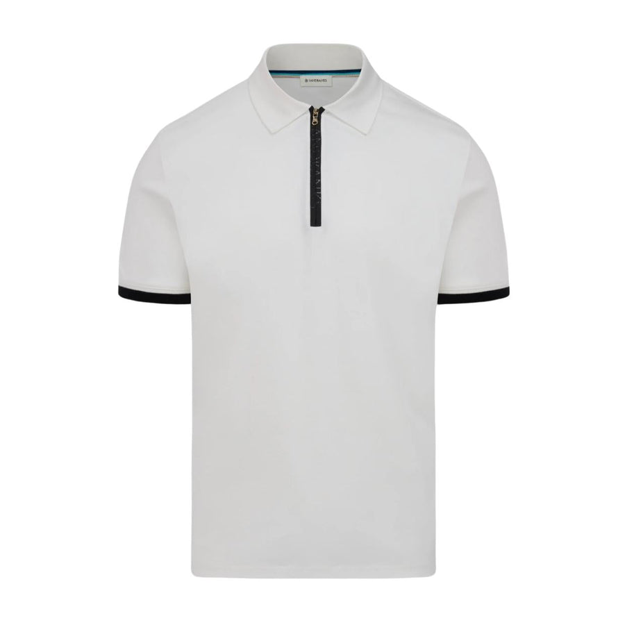 Sandbanks White Silicone Zip Polo Shirt