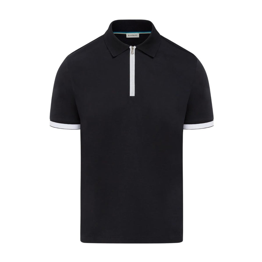 Sandbanks Silicone Zip Black Polo Shirt