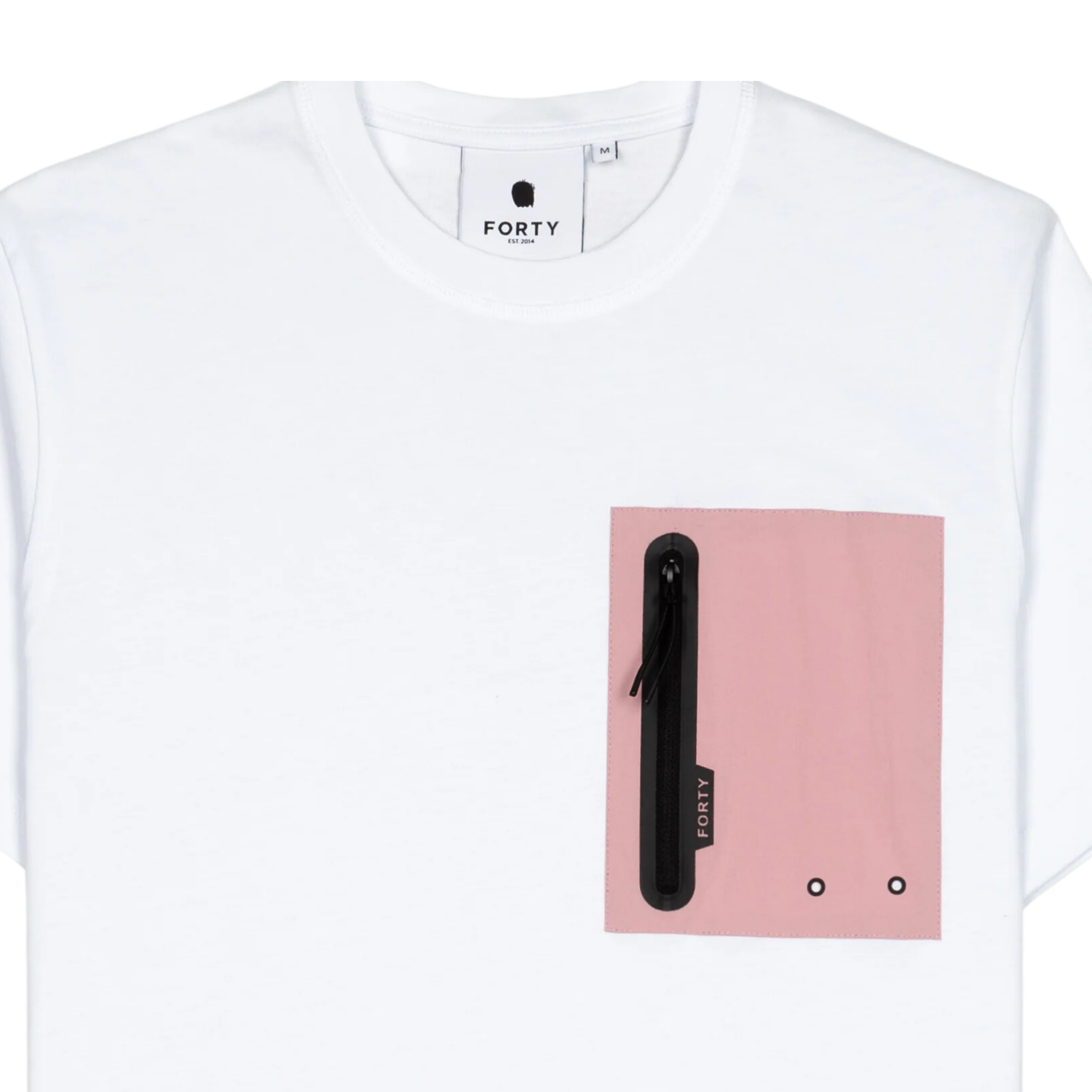 Forty Doyle Pocket White/Dusty Pink T-Shirt