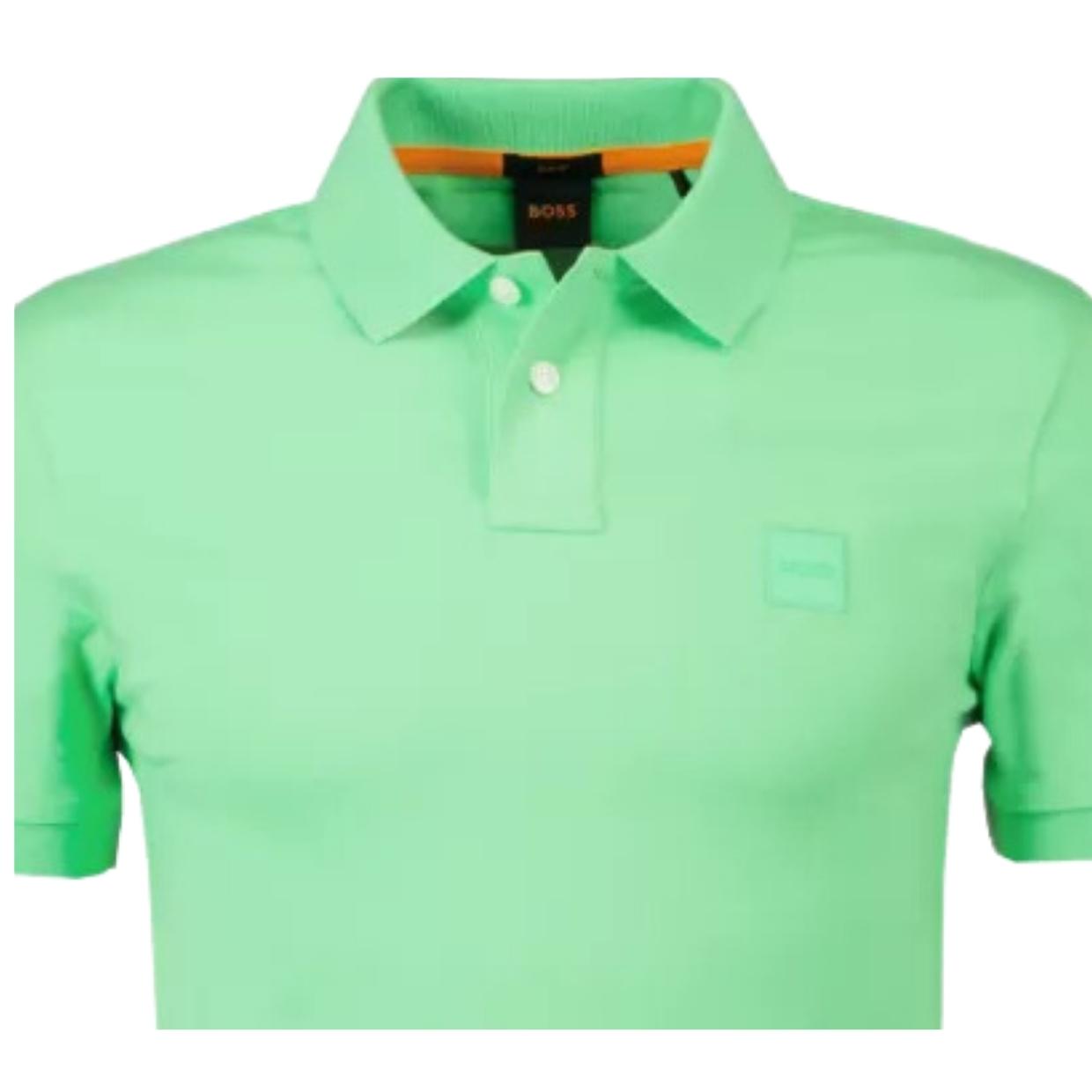 BOSS Passenger Logo Patch Bright Green Polo Shirt