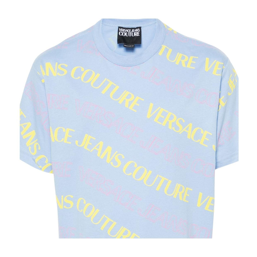 Versace Jeans Couture All-Over Print Logo Blue T-Shirt