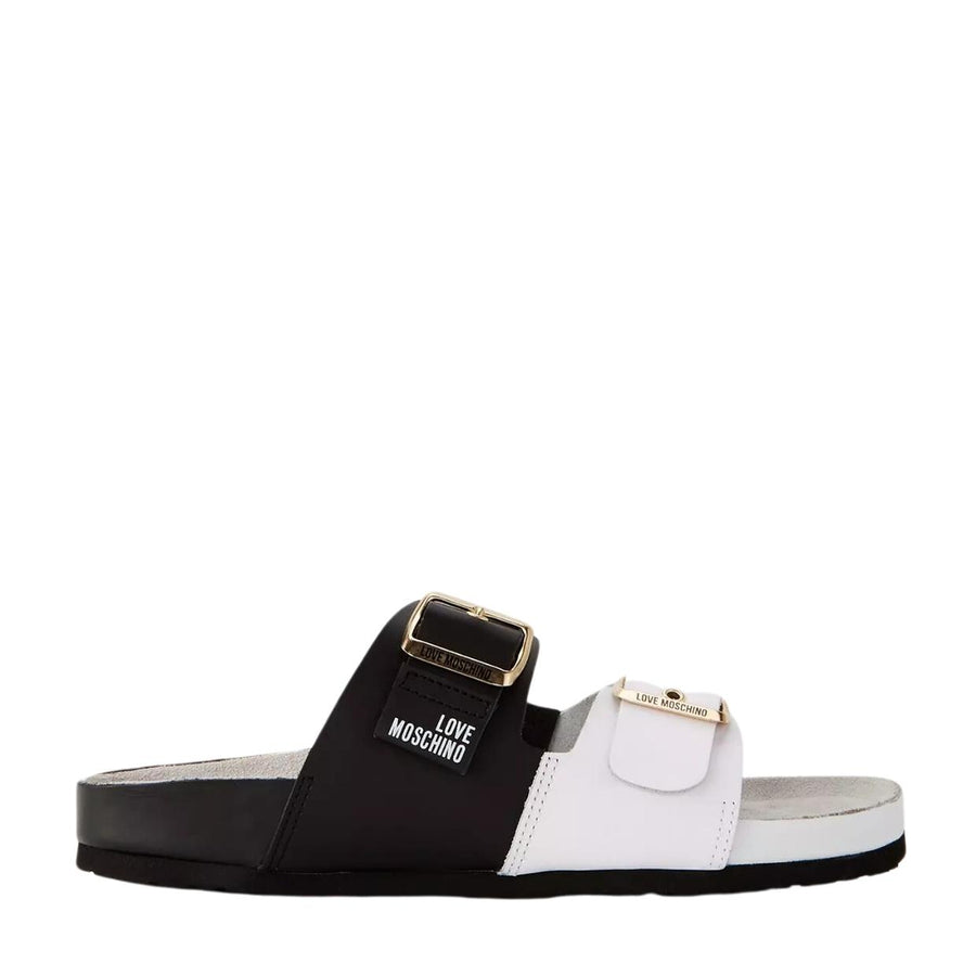 Love Moschino Two Buckle Black/White Sandals