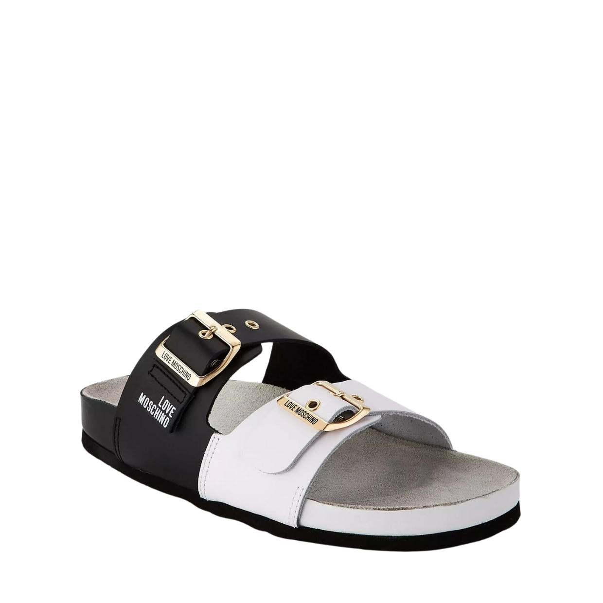 Love Moschino Two Buckle Black/White Sandals