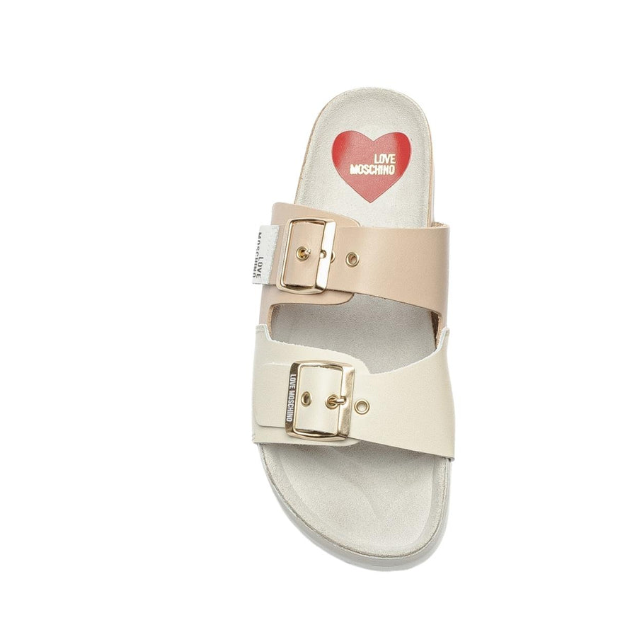 Love Moschino Two Buckle Beige Sandals