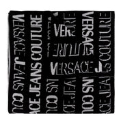 Versace Jeans Couture Black Embroidered All-Over Logo Scarf