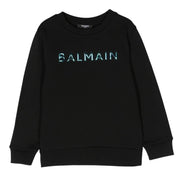 Balmain Kids Iridescent Logo Black Sweatshirt