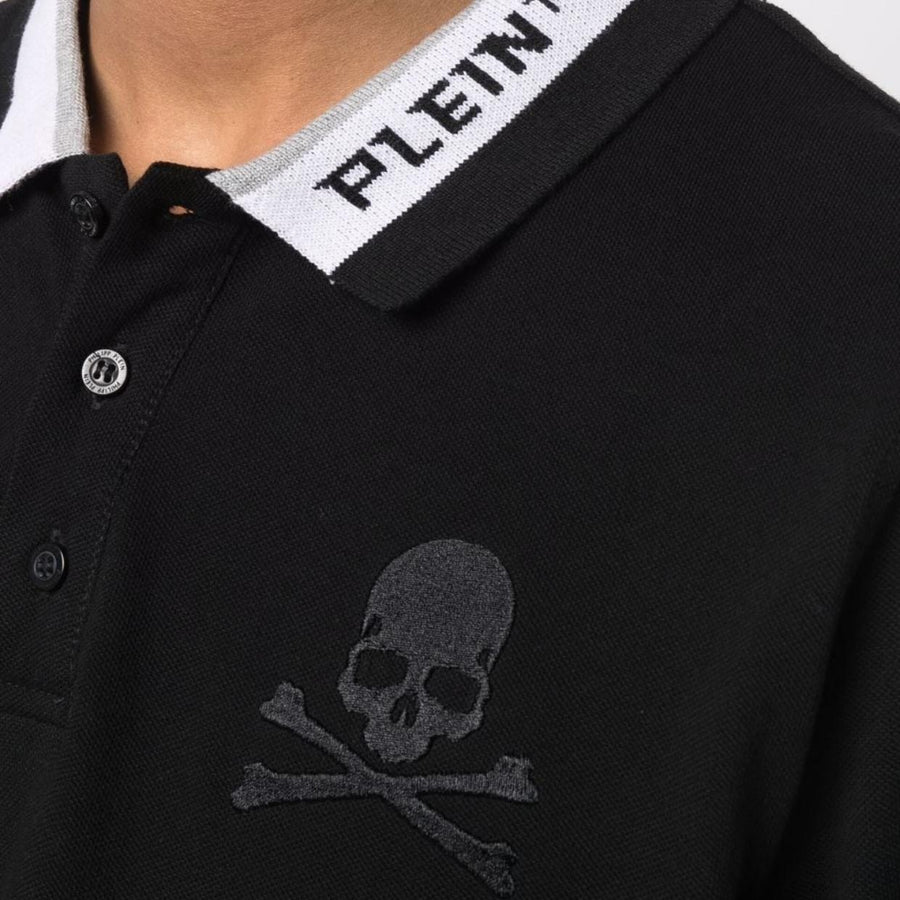 Philipp Plein Black Skull Logo Polo Shirt