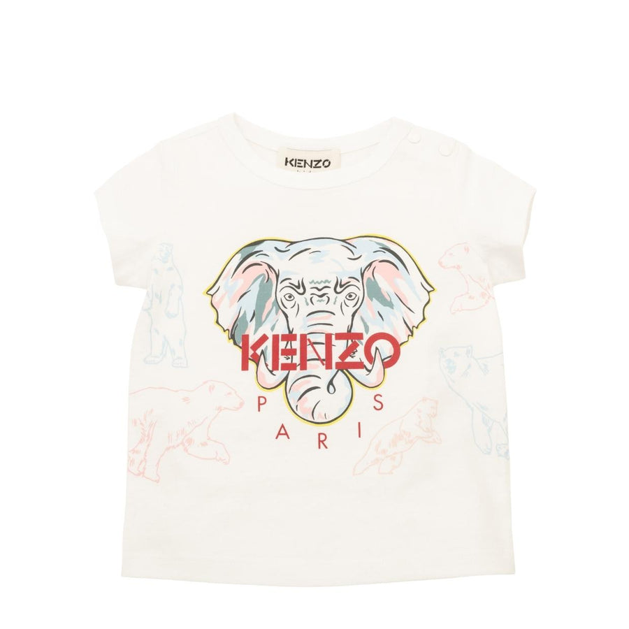 Kenzo Kids White Elephant Print T-Shirt