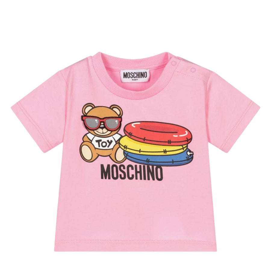 Moschino Baby Pink Teddy Print T-Shirt