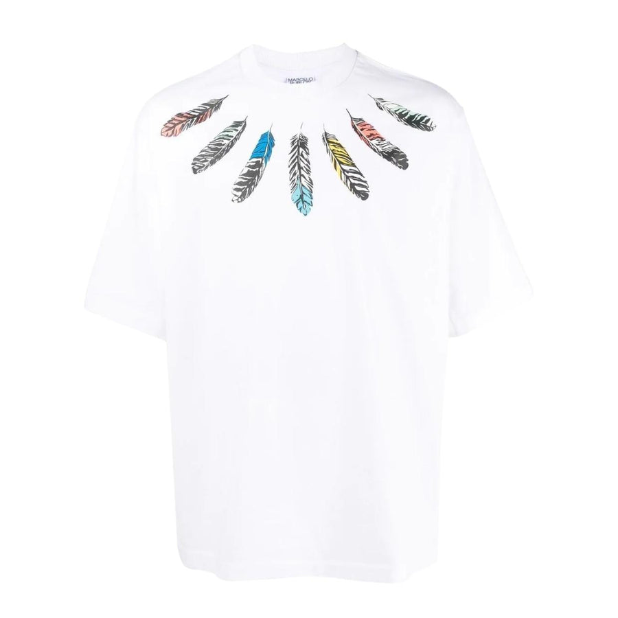 Marcelo Burlon White Collar Feathers Over T-Shirt
