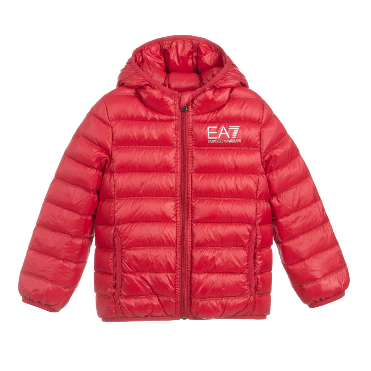EA7 Junior Red Down Jacket Front 