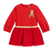 Moschino Baby Red Teddy Bear Fleece Dress