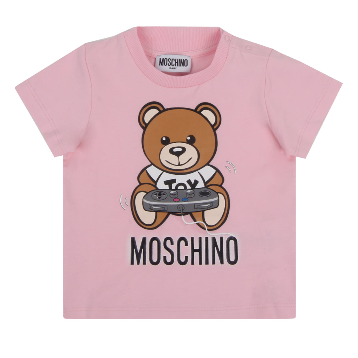 Moschino Baby Pink Teddy Print T shirt Retro Designer Wear