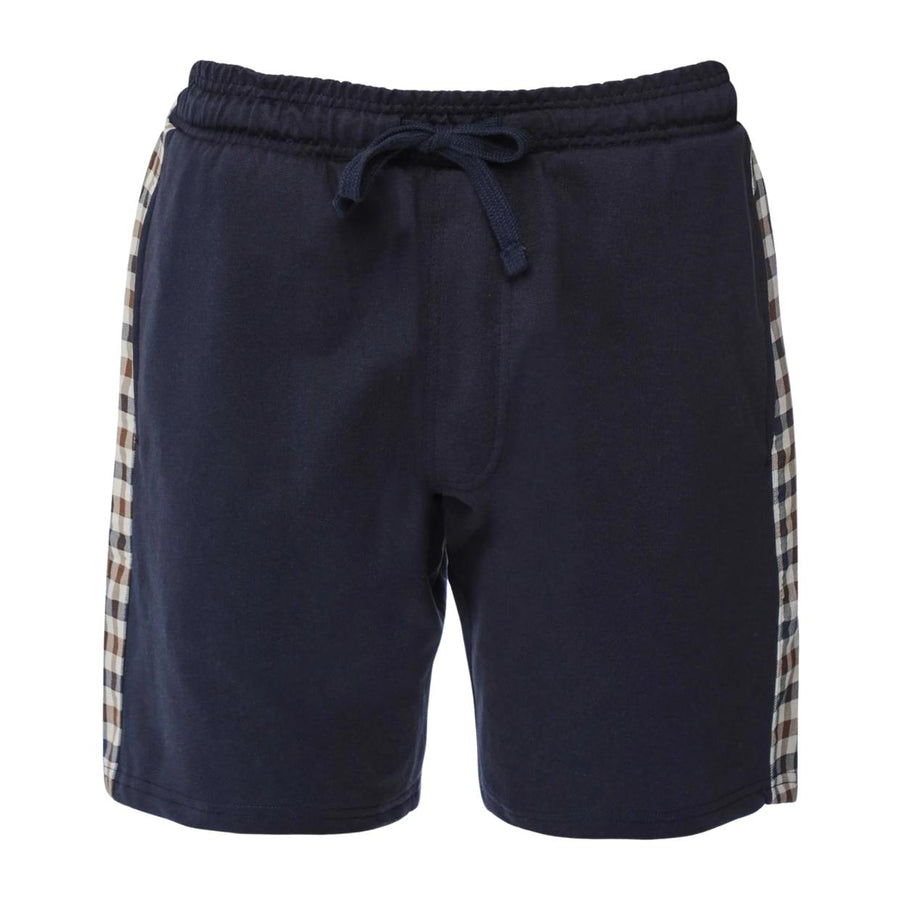 Aquascutum Active Club Check Details Navy Sweat Shorts