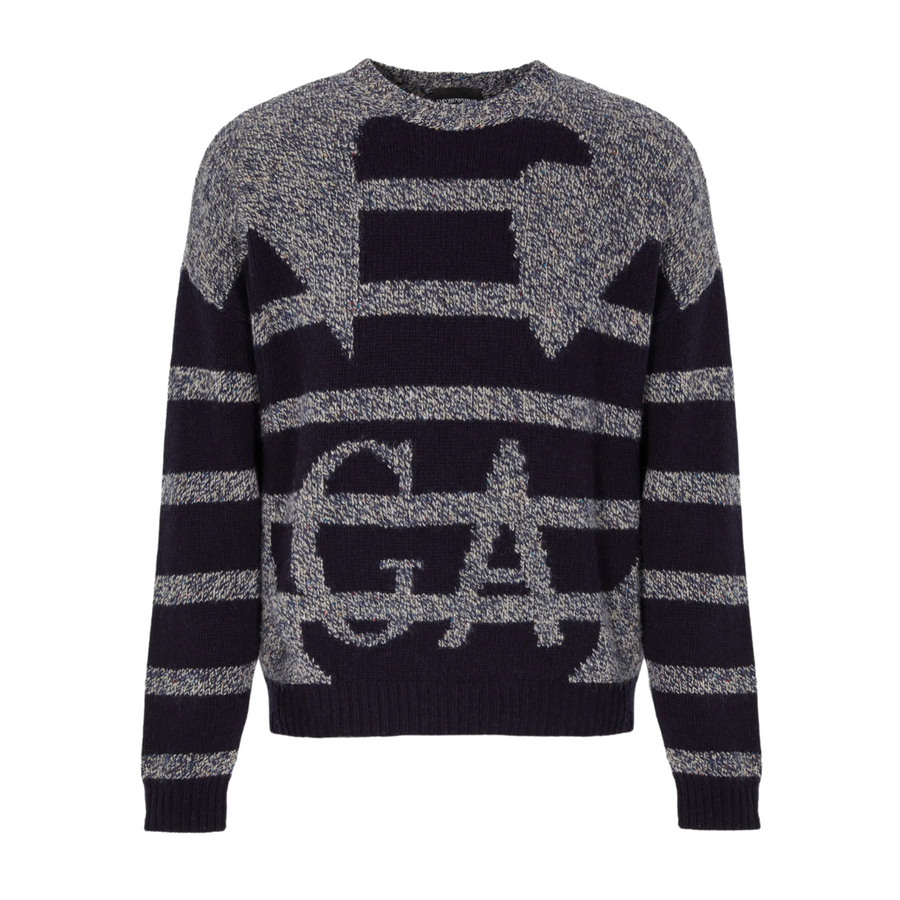 Mélange virgin wool jumper with oversized eagle intarsia