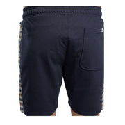 Aquascutum Active Club Check Details Navy Sweat Shorts