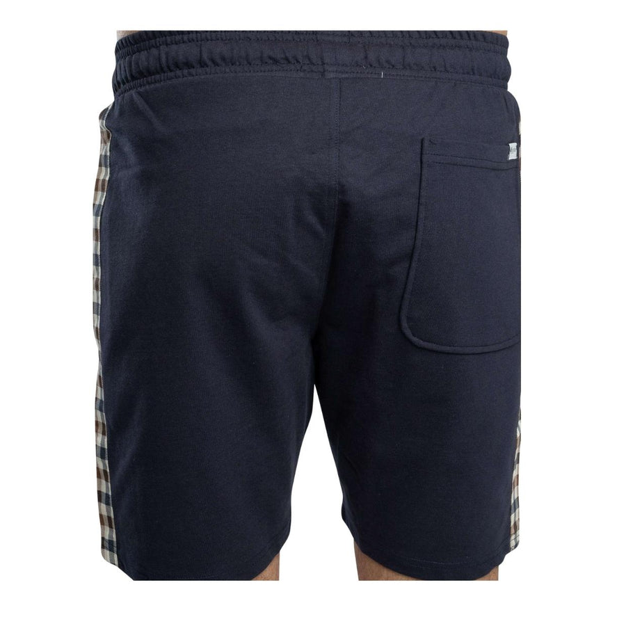 Aquascutum Active Club Check Details Navy Sweat Shorts