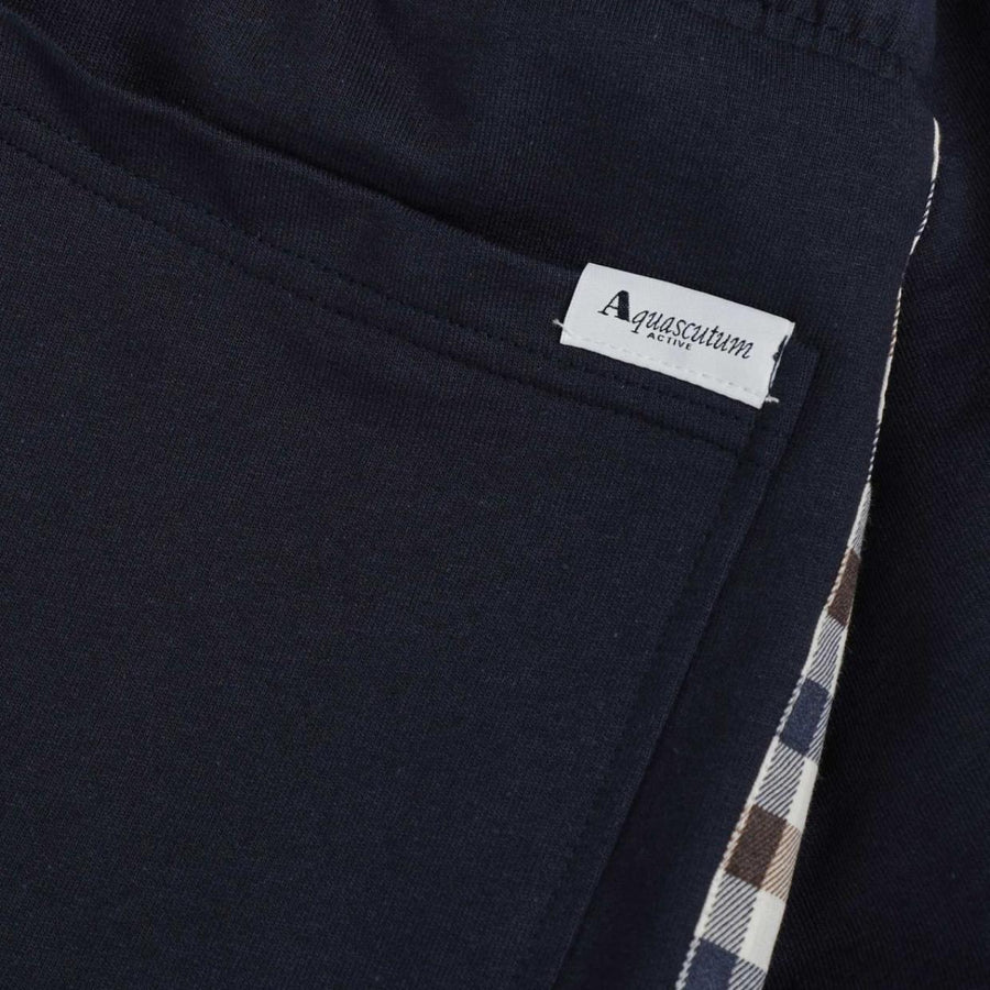 Aquascutum Active Club Check Details Navy Sweat Shorts
