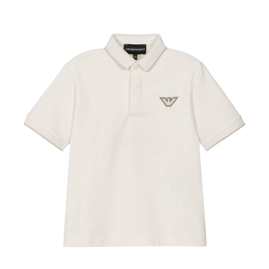 Emporio Armani Embroidered Eagle Ivory Polo Shirt