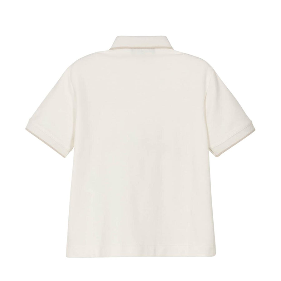 Emporio Armani Embroidered Eagle Ivory Polo Shirt