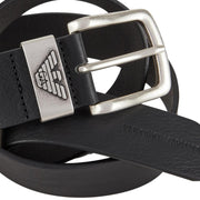 Emporio Armani Logo Buckle Black Leather Belt