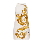 Versace Jeans Couture Watercolour Couture White/Gold Denim Dress