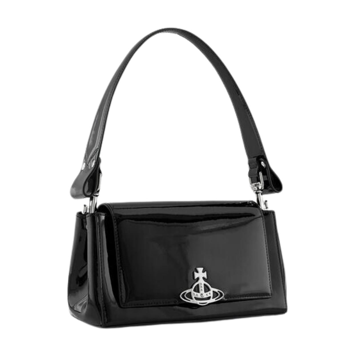 Vivienne Westwood Hazel Medium Shiny Patent Black Handbag