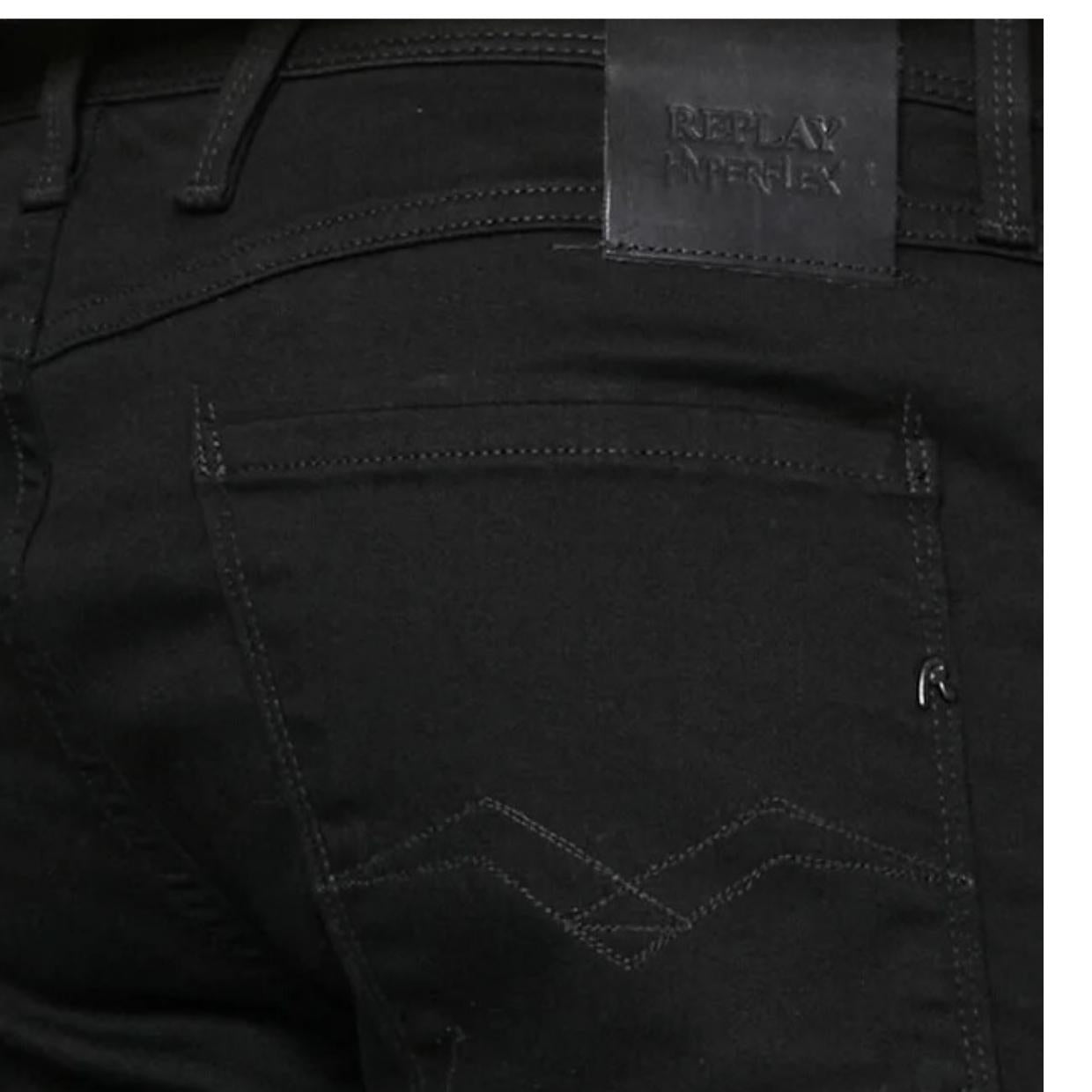 Replay Hyperflex Re-Used Anbass Slim Fit Black Denim Jean