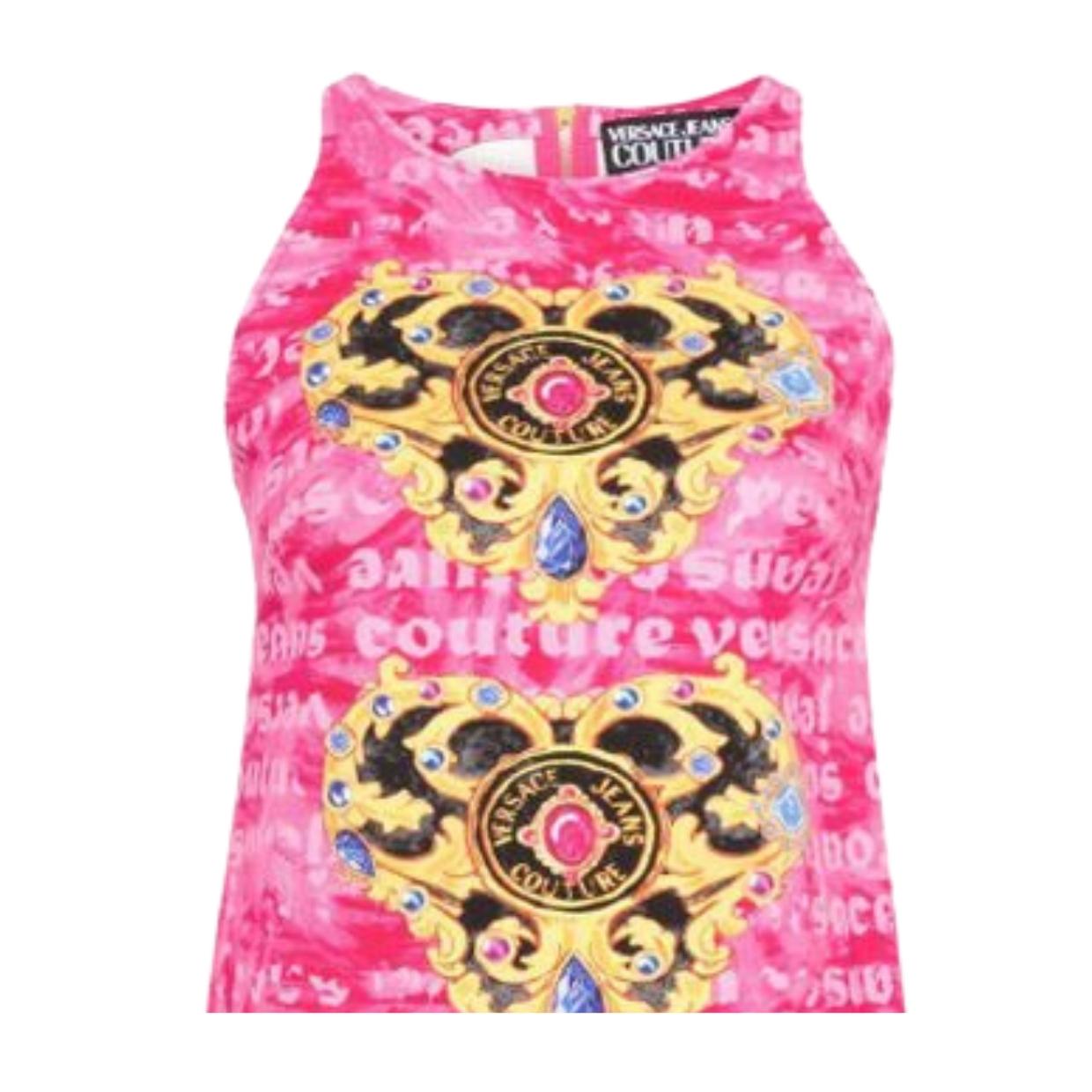 Versace Jeans Couture Heart Couture Mini Pink Denim Dress