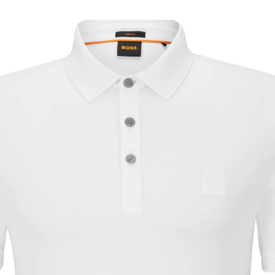 BOSS Logo Patch Passenger White Polo Shirt