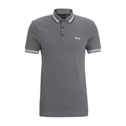 BOSS Paddy Contrast Logo Grey Polo Shirt