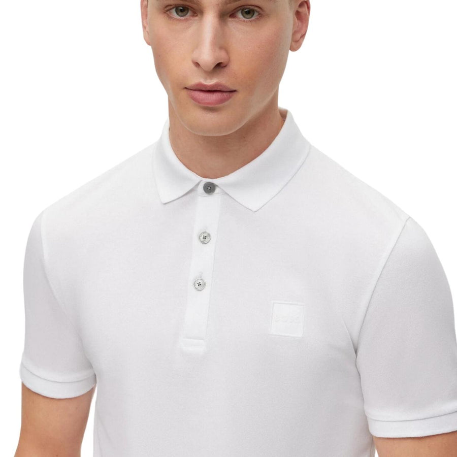 BOSS Logo Patch Passenger White Polo Shirt