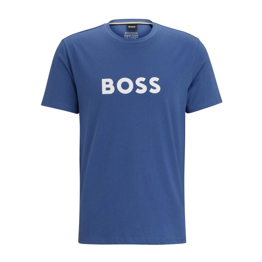 BOSS Printed Large Logo Blue T-Shirt