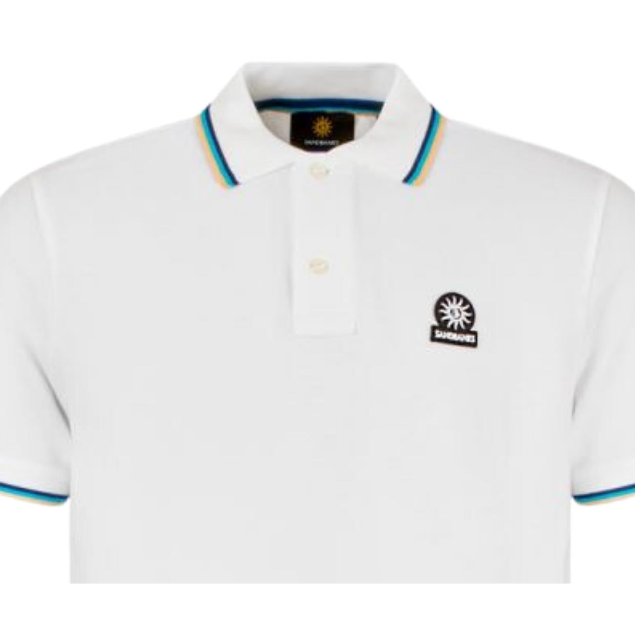 Sandbanks Badge Logo White Polo Shirt