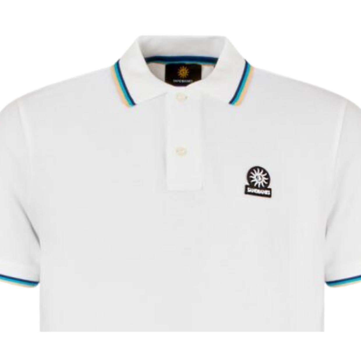 Sandbanks Badge Logo White Polo Shirt