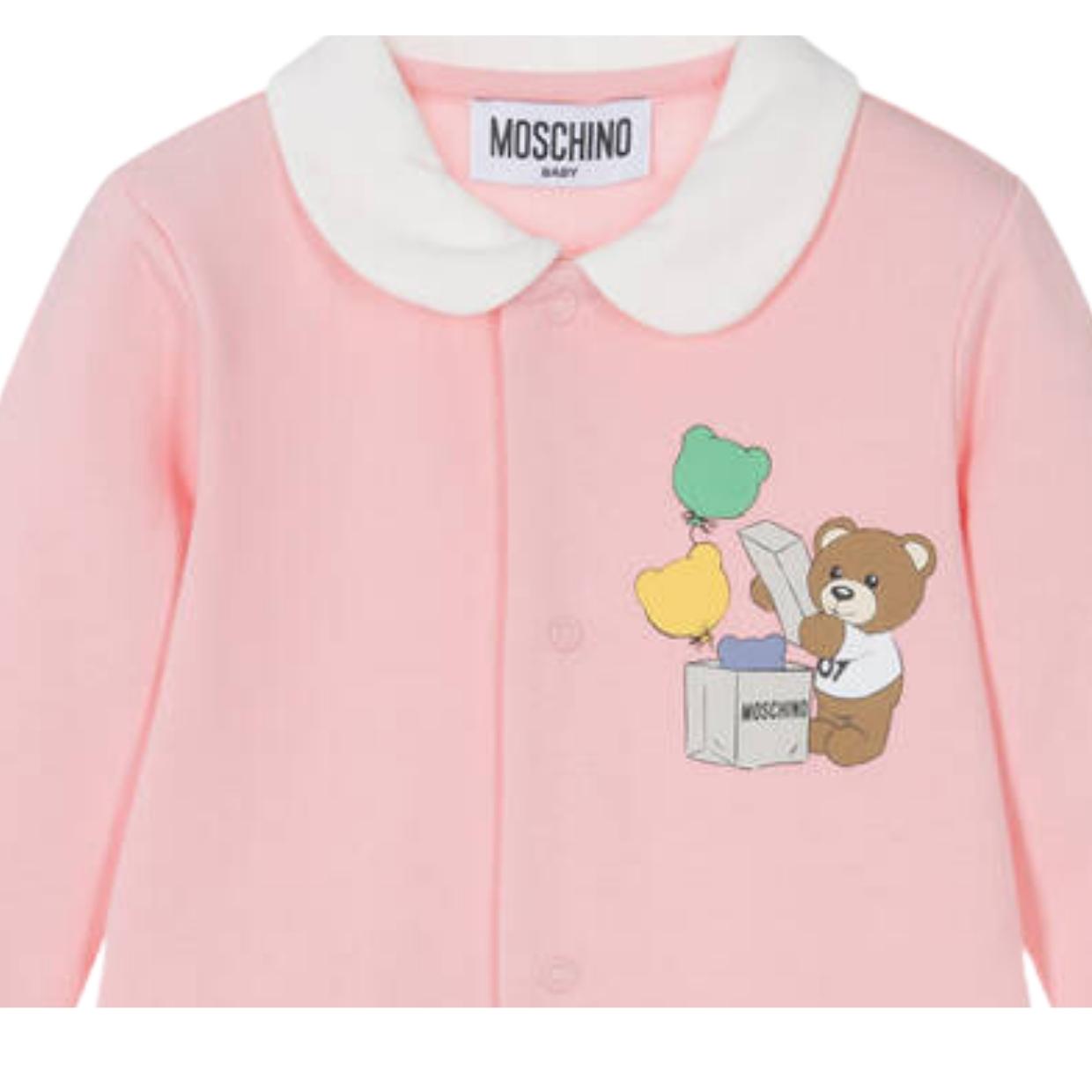 Moschino Baby Teddy Bear Pink Babygrow