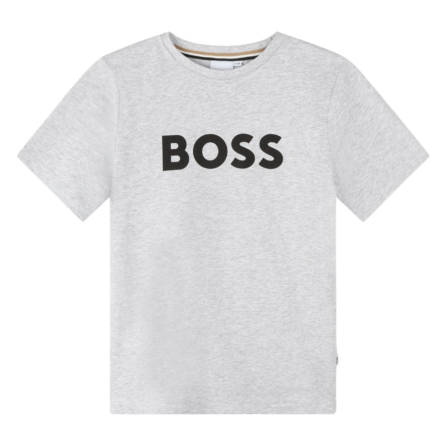 BOSS Kids Printed Logo Grey T-Shirt